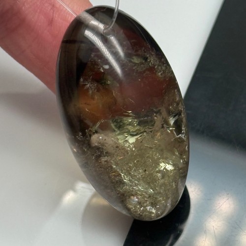 Подвеска №2, Раухтопаз, дымчатый кварц, люкс, размер 36х20 мм, цена за 1 шт.