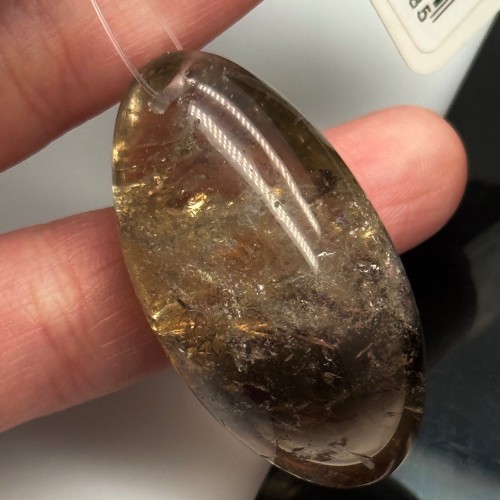 Подвеска №3, Раухтопаз, дымчатый кварц, люкс, размер 41х22 мм, цена за 1 шт.