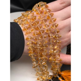 Каменные бусины, Цитрин, экстра люкс, бриолет, огранка, размер 13х6 мм, длина нити 20 см