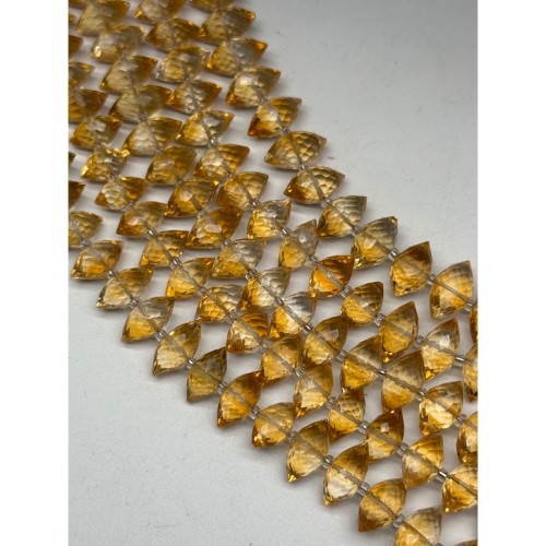 Каменные бусины, Цитрин, экстра люкс, бриолет, огранка, размер 13х6 мм, длина нити 20 см