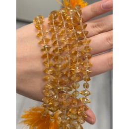 Каменные бусины, Цитрин, экстра люкс, бриолет, огранка, размер 13х6 мм, длина нити 20 см