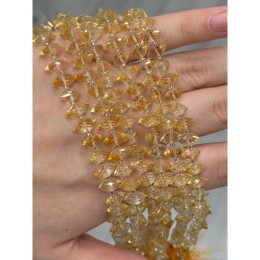 Каменные бусины, Цитрин, экстра люкс, бриолет, огранка, размер 10х5 мм, длина нити 20 см