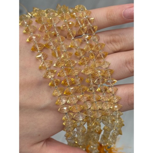 Каменные бусины, Цитрин, экстра люкс, бриолет, огранка, размер 10х5 мм, длина нити 20 см