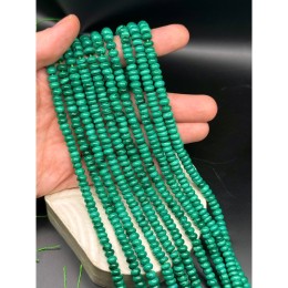 Каменные бусины, Малахит (Конго), люкс, бублик, 6х3 мм, длина нити 20 см