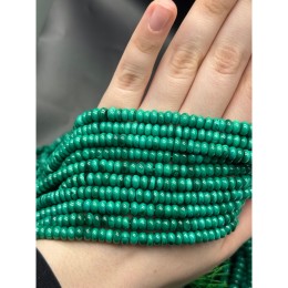 Каменные бусины, Малахит (Конго), люкс, бублик, 6х3 мм, длина нити 20 см