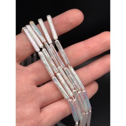 Каменные бусины, Жемчуг, белый, бива, плоский, 5А, размер 25х4 мм, длина нити 39 см