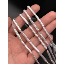 Каменные бусины, Жемчуг, белый, бива, плоский, 5А, размер 25х4 мм, длина нити 39 см