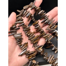 Каменные бусины, Бронзит, фриформы, палочки, размер ~13-20х4 мм, длина нити 39 см