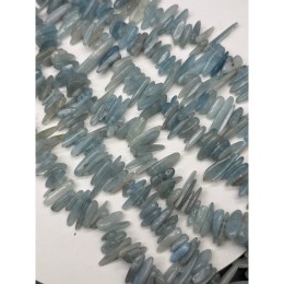 Каменные бусины, Аквамарин, Голубой берилл, фриформы, палочки, размер ~14-20х4 мм, длина нити 38 см