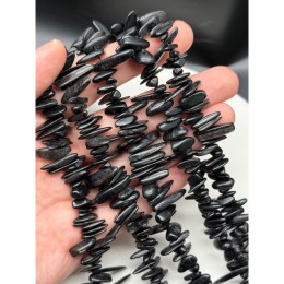 Каменные бусины, Гиперстен, фриформы, палочки, размер ~10-22х4 мм, длина нити 39 см