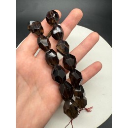 Каменные бусины, Раухтопаз, Дымчатый Кварц, фриформы, огранка, 21х17 мм, длина нити 19 см