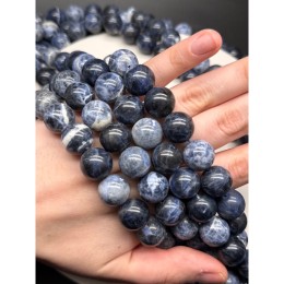Каменные бусины, Содалит, шарик гладкий, 15-15,5 мм, длина нити 19 см