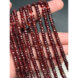 Каменные бусины, Гранат, экстра люкс, огранка, рондель, 5,5х3,5 мм, длина нити 39 см