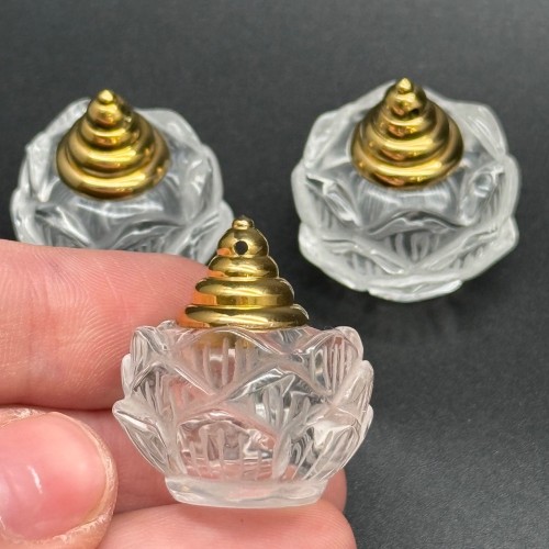 Подвеска, Горный хрусталь, лотос, кулон-флакон для духов и масел, размер 24 мм, крепление - цвет золото, цена за 1 шт.