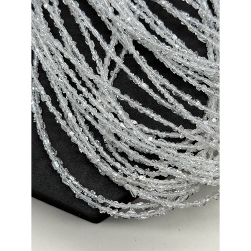 Каменные бусины, "Херкимерский алмаз", (Двухвершинный кристалл горного хрусталя), люкс, размер 3х2 мм, длина нити 38 см