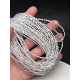 Каменные бусины, "Херкимерский алмаз", (Двухвершинный кристалл горного хрусталя), люкс, размер 3х2 мм, длина нити 38 см