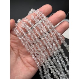 Каменные бусины, "Херкимерский алмаз", (Двухвершинный кристалл горного хрусталя), люкс, размер ~6-8х3 мм, длина нити 38 см