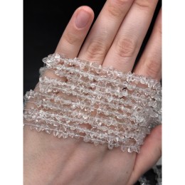 Каменные бусины, "Херкимерский алмаз", (Двухвершинный кристалл горного хрусталя), люкс, размер ~6-8х3 мм, длина нити 38 см