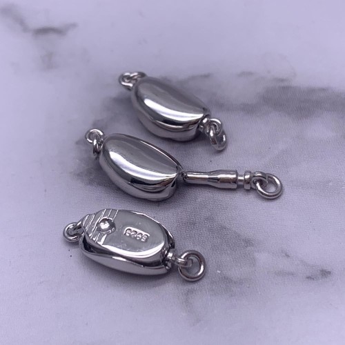 Замок с зажимом, родированный, модель SS 925 , размер 11х5 мм, цена за 1 шт