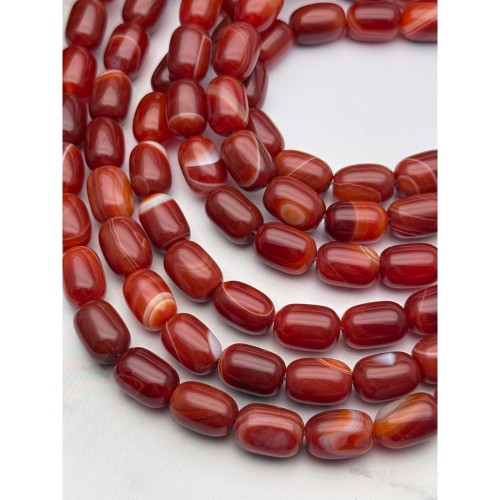 Каменные бусины, Сардоникс, бочонок, 14х9 мм, длина нити 38 см