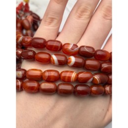 Каменные бусины, Сардоникс, бочонок, 14х9 мм, длина нити 38 см