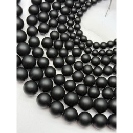 Каменные бусины, Обсидиан черный, матовый, шарик гладкий, 10 мм, длина нити 38 см