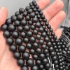 Каменные бусины, Обсидиан черный, матовый, шарик гладкий, 10 мм, длина нити 38 см