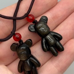 Подвеска, Обсидиан золотой, люкс, Мишка, размер 29х17 мм