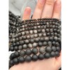 Каменные бусины, Обсидиан серебристый, матовый, шарик гладкий, 6-6,5 мм, длина нити 37-38 см