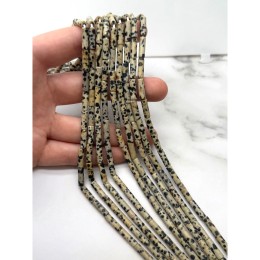 Каменные бусины, Яшма далматиновая, трубочки, 13х4 мм, длина нити 38 см