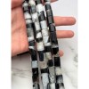 Каменные бусины, Агат в кварце, столбики (трубочки), с гранями, размер~14-16х12 мм, длина нити 39 см