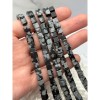Каменные бусины, Обсидиан снежный, кубик гладкий, 6 мм, длина нити 39 см