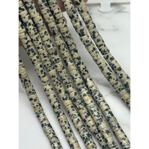 Каменные бусины, Яшма далматиновая, шайба, 6х3 мм, длина нити 39 см