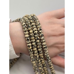 Каменные бусины, Яшма далматиновая, бублик, рондель, огранка, 8х5 мм, длина нити 40 см