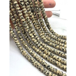 Каменные бусины, Яшма далматиновая, бублик, рондель, огранка, 8х5 мм, длина нити 40 см