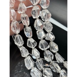 Каменные бусины, Горный хрусталь, люкс, фриформы, огранка, ~12-16х11 мм, длина нити 19 см