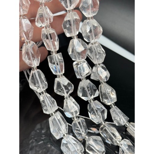 Каменные бусины, Горный хрусталь, люкс, фриформы, огранка, ~12-16х11 мм, длина нити 38 см