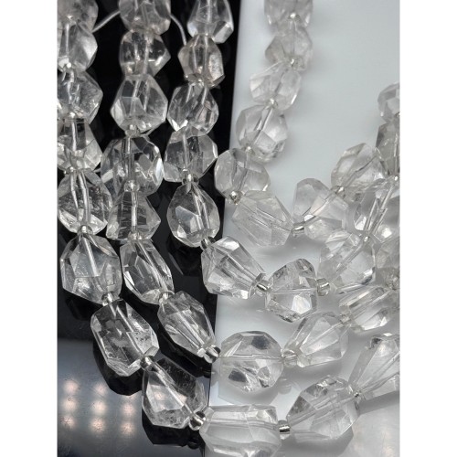 Каменные бусины, Горный хрусталь, люкс, фриформы, огранка, ~12-16х11 мм, длина нити 38 см