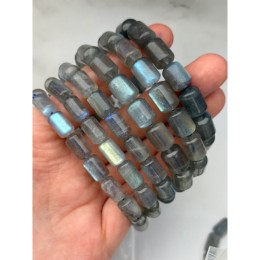 Браслет, Лабрадор, 4А, люкс, столбики, размер 14х10 мм, длина нити 19 см