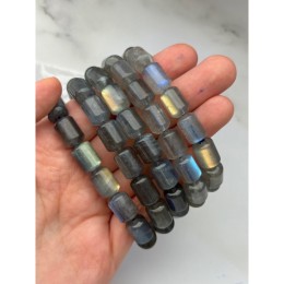 Браслет, Лабрадор, 4А, люкс, столбики, размер 14х10 мм, длина нити 19 см