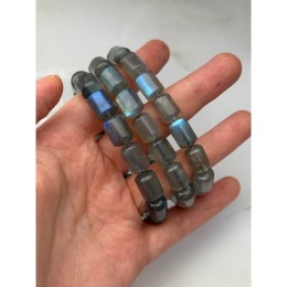 Браслет, Лабрадор, 4А, люкс, столбики, размер 12х7,5 мм, длина нити 19 см