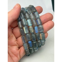 Браслет, Лабрадор, 4А, люкс, столбики, размер 12х7,5 мм, длина нити 19 см