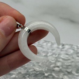 Подвеска, Лунница, Горный хрусталь, фурнитура-цвет серебро, размер 33 мм, цена за 1 шт.