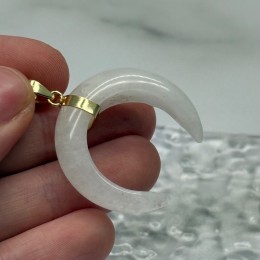 Подвеска, Лунница, Горный хрусталь, фурнитура-цвет золото, размер 33 мм, цена за 1 шт.