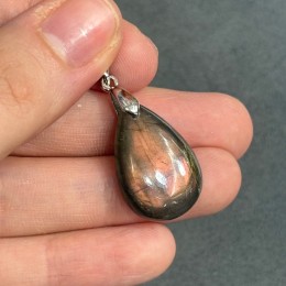 Подвеска, №1, Лабрадор, 6А, капля плоская, размер 26х17 мм, цена за 1 шт.