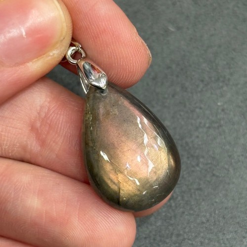 Подвеска, №5, Лабрадор, 6А, капля плоская, размер 26х17 мм, цена за 1 шт.