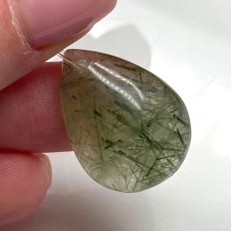 Подвеска №4, Рутиловый кварц, зеленый, капля, размер 25х18 мм, цена за 1 шт.