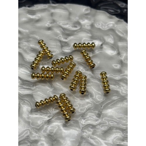 Бусина, разделитель, трубочка, латунь, цвет золото, размер 10х3 мм, цена за 10 шт