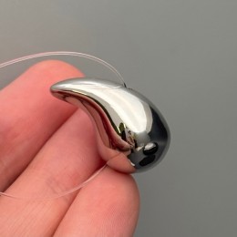 Подвеска, бусина, капля, латунь, цвет серебро/родий, размер 25х13 мм, цена за 1 шт.