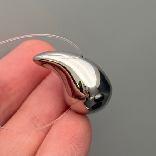 Подвеска, бусина, капля, латунь, цвет серебро/родий, размер 25х13 мм, цена за 1 шт.